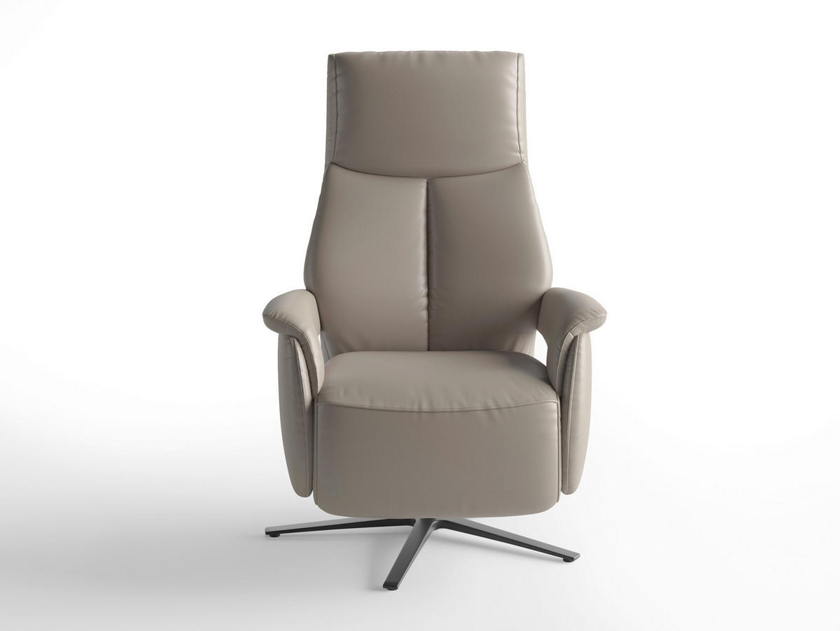 RELAXSESSEL Leder Grau  - Schwarz/Grau, Basics, Leder/Metall (75/110/85cm) - Sit & More