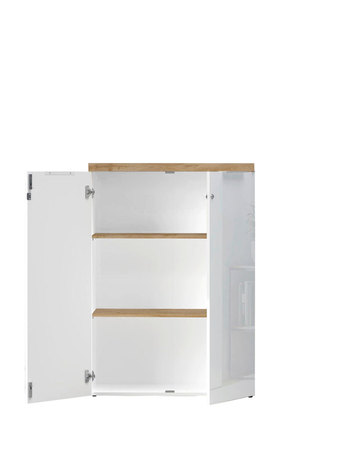 KLÄDSKÅP i ekfärgad, vit högglans  - vit högglans/ekfärgad, Modern, metall/trämaterial (81/116/34cm) - Best Price