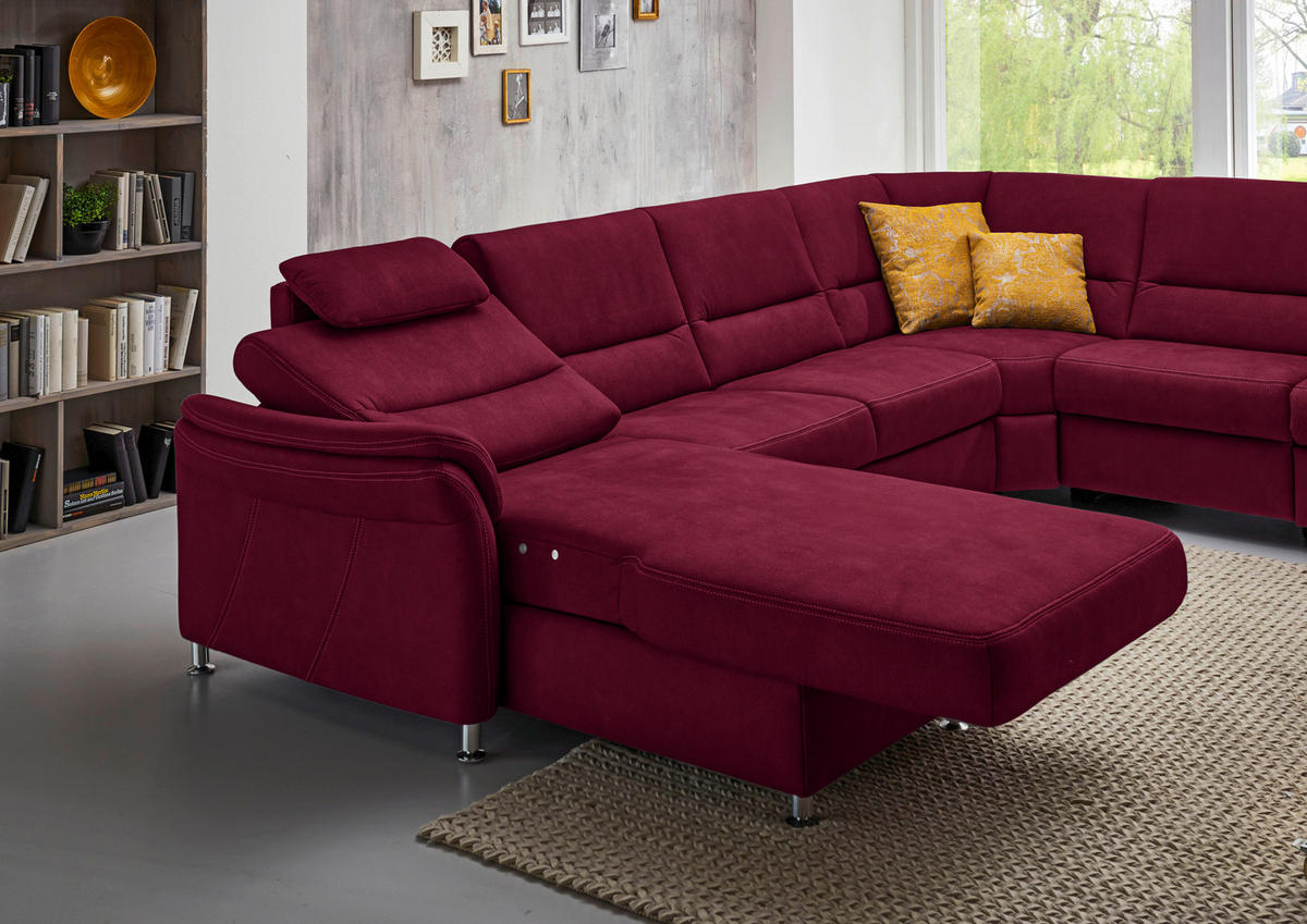 SOFFA i mikrofiber vinröd  - vinröd/aluminiumfärg, Klassisk, metall/textil (173/330/262cm) - Beldomo System