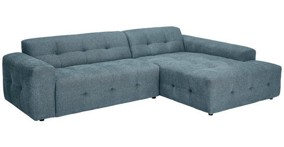 ECKSOFA Petrol Flachgewebe - Petrol/Schwarz, KONVENTIONELL, Kunststoff/Textil (292/189cm) - Carryhome