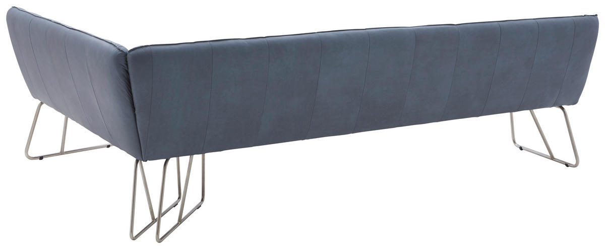 ECKBANK in Metall, Leder Blaugrau  - Edelstahlfarben/Blaugrau, Design, Leder/Metall (284/184cm) - Dieter Knoll