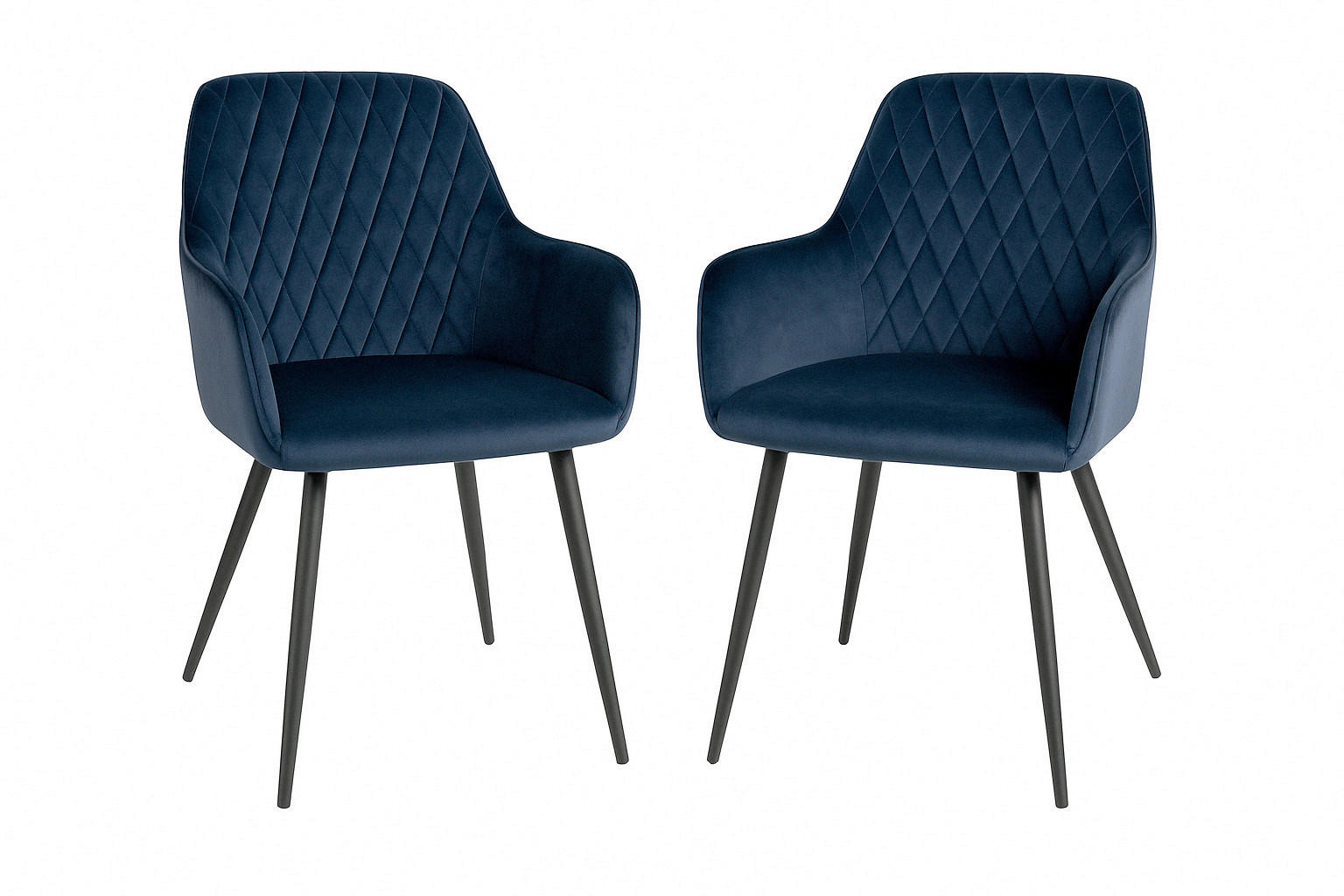 STOL MED ARMSTÖD SET 2 styck sammet  - svart/mörkblå, Modern, metall/textil (57/87/65cm) - MID.YOU