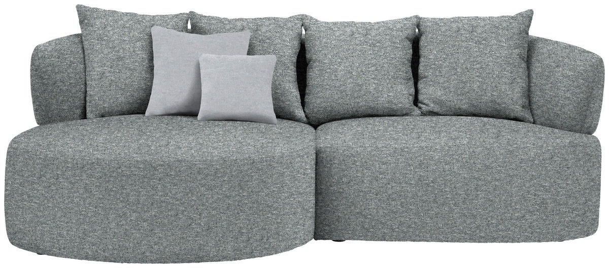 ECKSOFA in Flachgewebe Grau, Grün  166/235 cm  - Schwarz/Grau, MODERN, Kunststoff/Textil (166/235cm) - Hom`in
