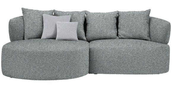 ECKSOFA in Flachgewebe Grau, Grün  - Schwarz/Grau, MODERN, Kunststoff/Textil (166/235cm) - Hom`in