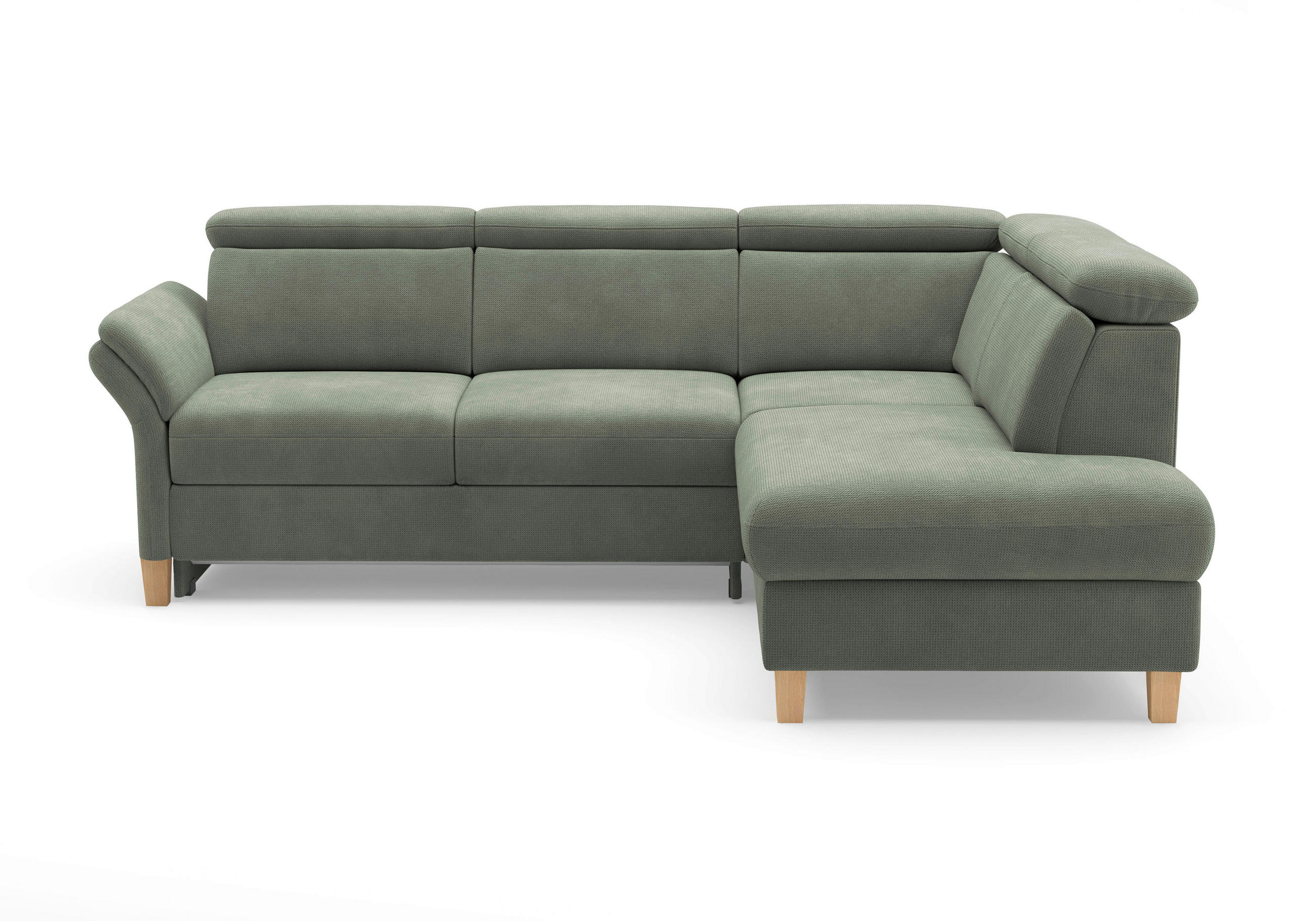 ECKSOFA GLENDALE E in Flachgewebe Dunkelgrün  247/193 cm  - Dunkelgrün/Eichefarben, KONVENTIONELL, Holz/Textil (247/193cm) - Sit & More