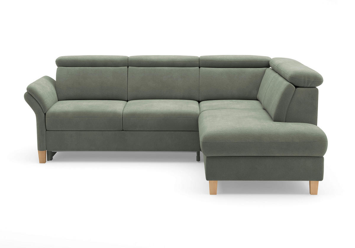 ECKSOFA GLENDALE E Dunkelgrün Flachgewebe  - Dunkelgrün/Eichefarben, KONVENTIONELL, Holz/Textil (247/193cm) - Sit & More