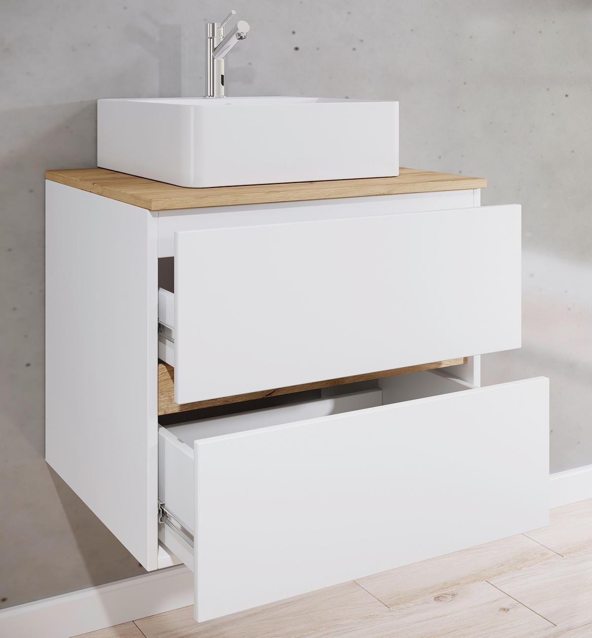 BADEZIMMER 2-teilig  in  - Honigeiche/Weiß, Trend, Keramik/Holzwerkstoff (60/67/51cm) - MID.YOU