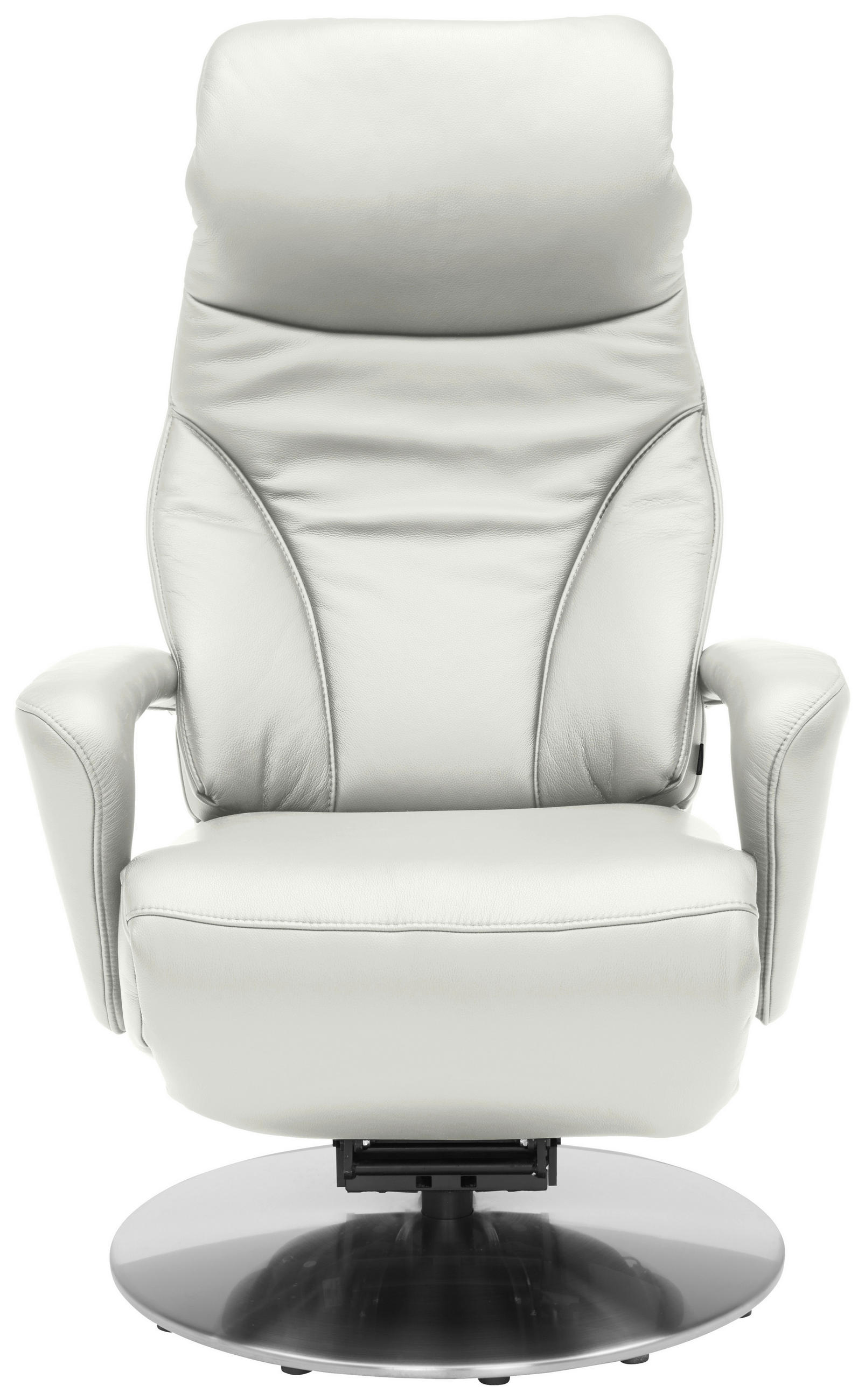 RELAXSESSEL Echtleder Nackenstütze, Relaxfunktion, Kopfteilverstellung, Fußteilverstellung    - Edelstahlfarben/Creme, Design, Leder/Metall (75/117/88cm) - Dieter Knoll
