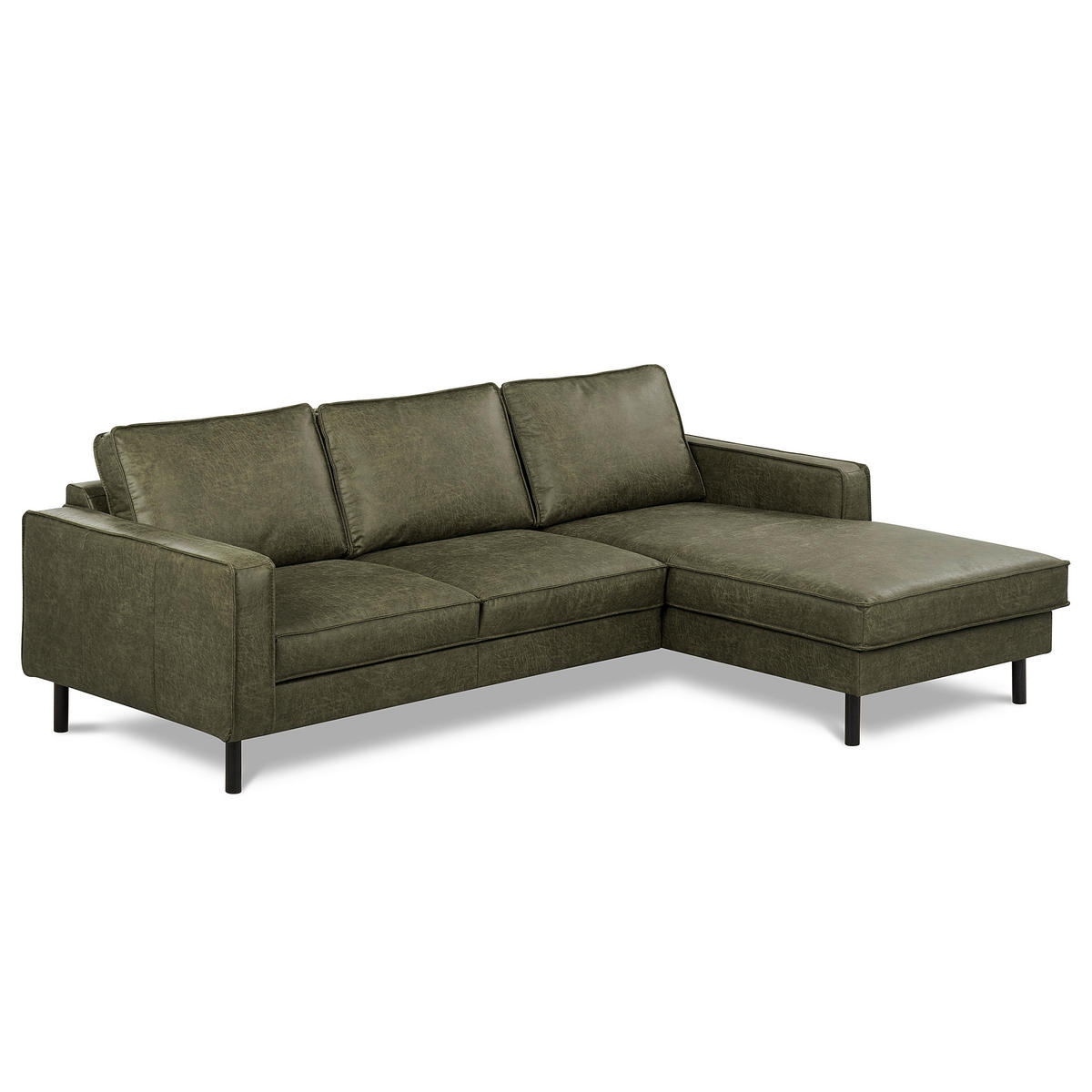 ECKSOFA Grün Echtleder Lederlook Bettkasten, Schlaffunktion, Rücken echt  - Schwarz/Grün, Design, Leder/Textil (166/238cm) - Livetastic