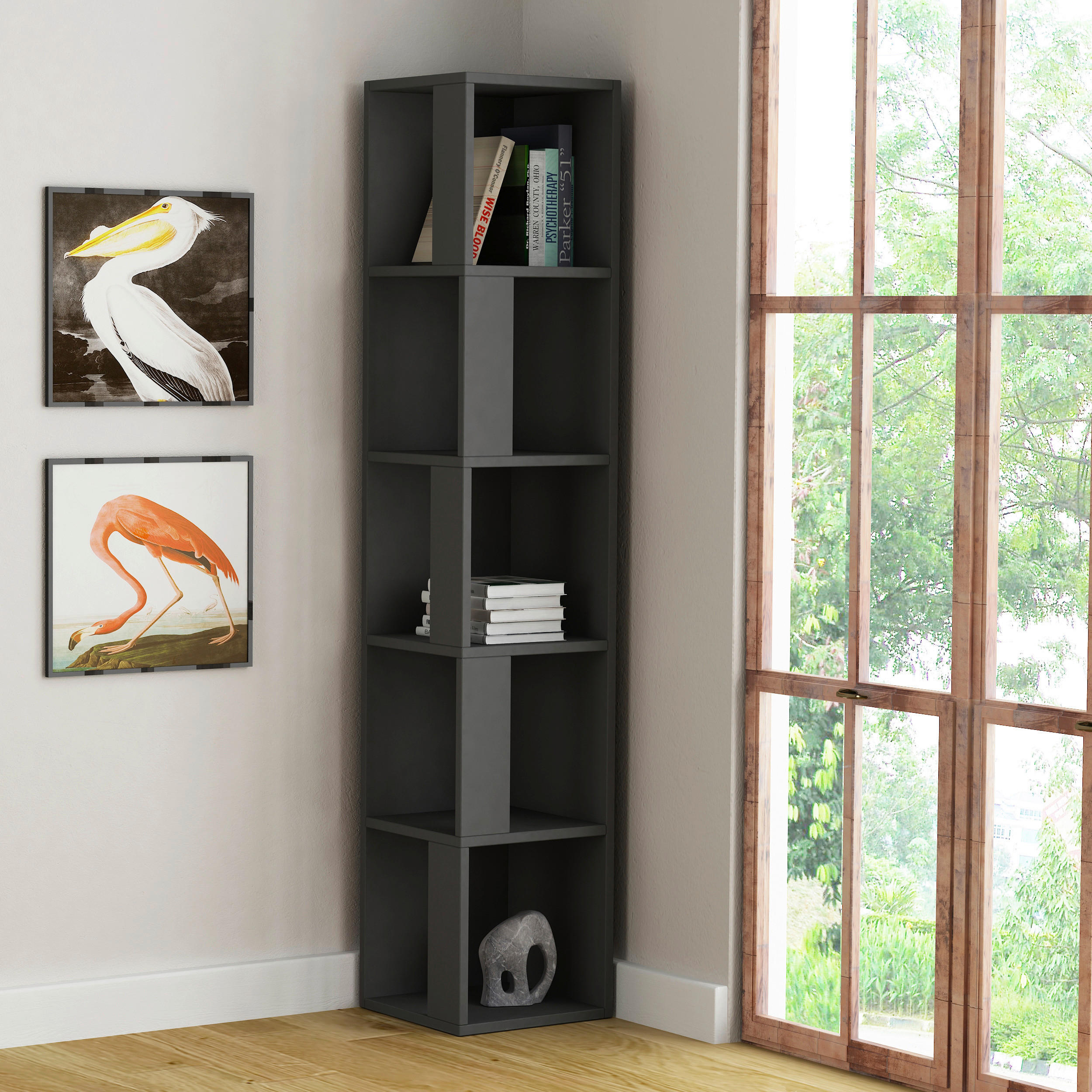 ECKREGAL in 32/159/32 cm Anthrazit  - Anthrazit, Design, Holzwerkstoff (32/159/32cm) - Livetastic