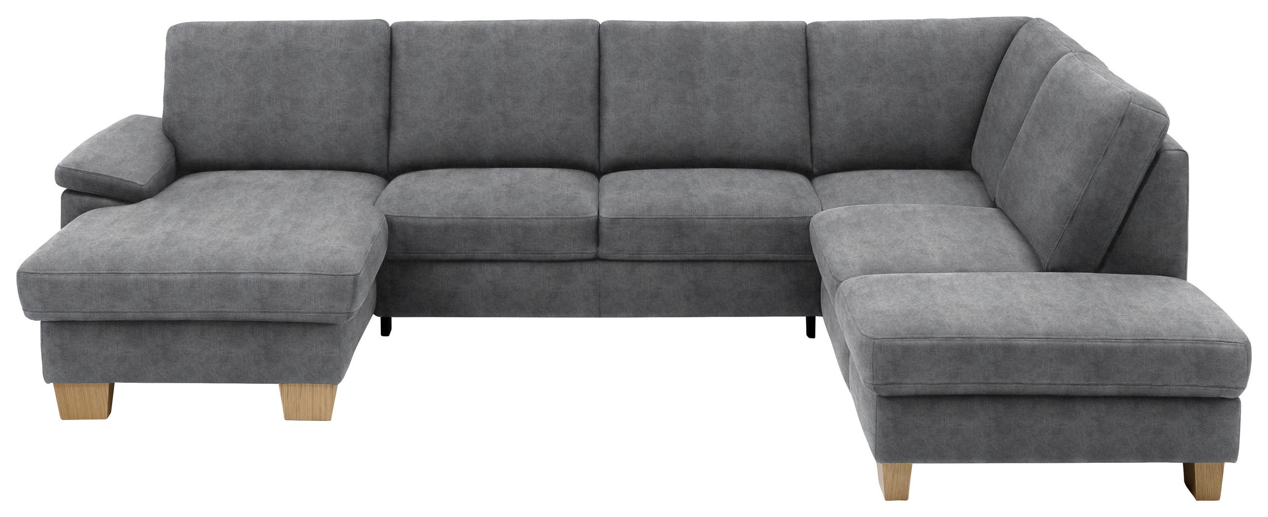 WOHNLANDSCHAFT in Velours Silberfarben  - Eichefarben/Silberfarben, Konventionell, Holz/Textil (167/316/235cm) - Beldomo System