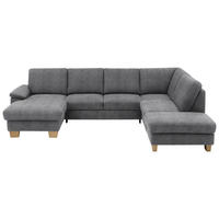 WOHNLANDSCHAFT in Velours Silberfarben  - Eichefarben/Silberfarben, Konventionell, Holz/Textil (167/316/235cm) - Beldomo System