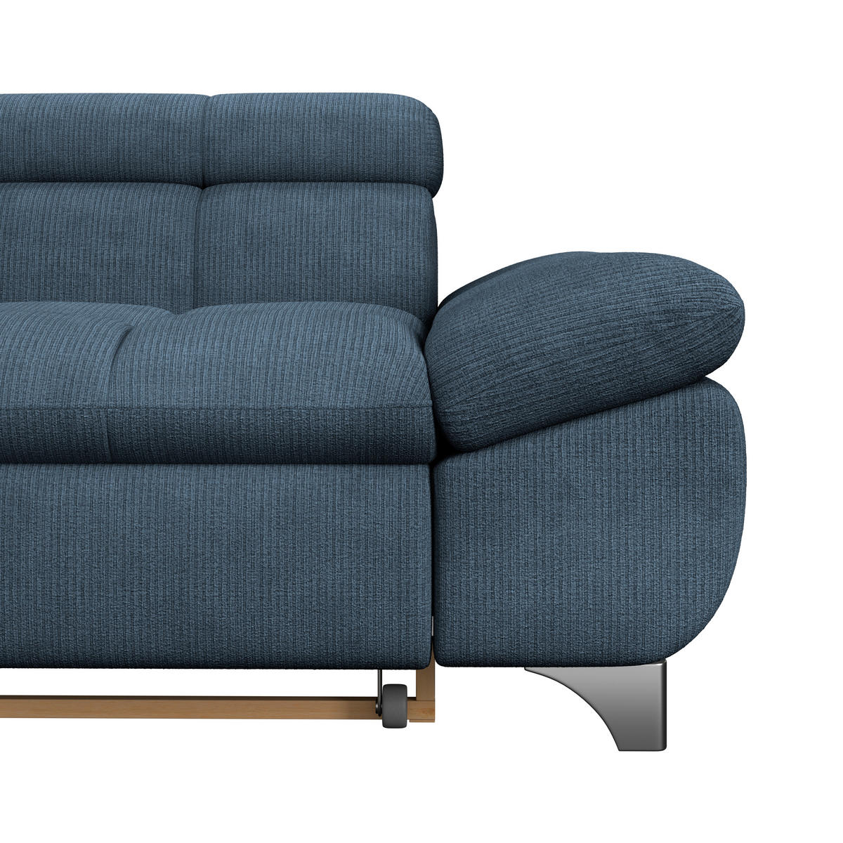 ECKSOFA Dunkelblau Chenille  - Chromfarben/Dunkelblau, KONVENTIONELL, Textil/Metall (234/312cm) - Livetastic