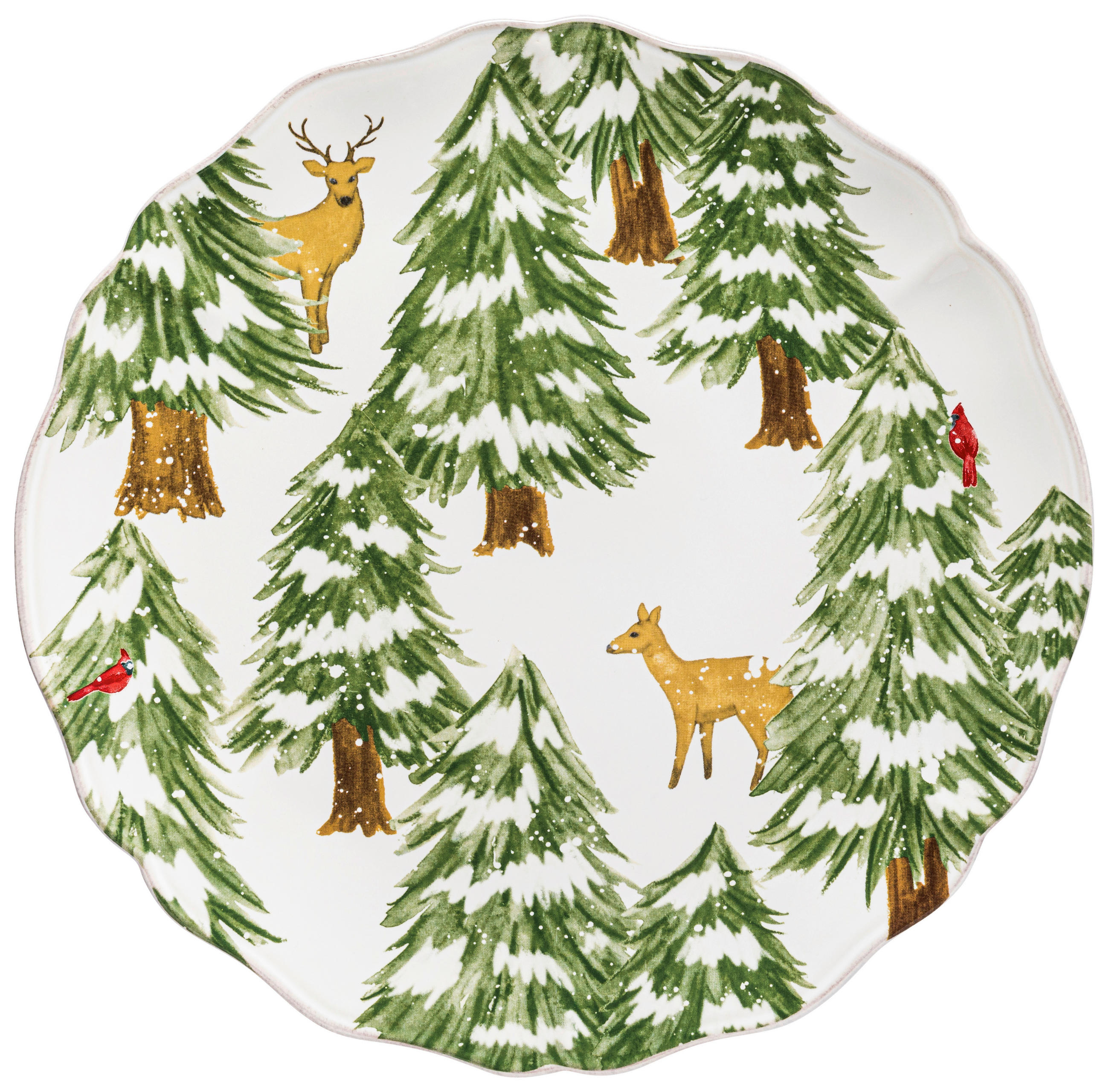 PLATZTELLER THE NUTCRACKER 34 cm  - Weiß Hochglanz/Hellgrün, Basics, Keramik (34cm) - Costa Nova