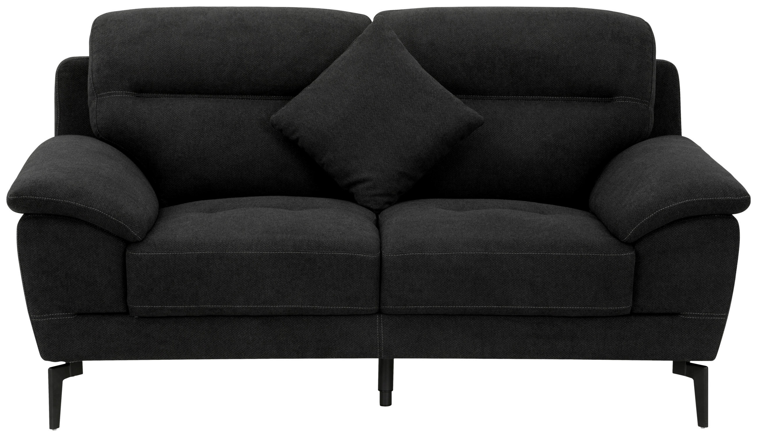 BOXSPRINGSOFA in Textil Schwarz  - Schwarz, KONVENTIONELL, Textil/Metall (175/92/94cm) - Livetastic