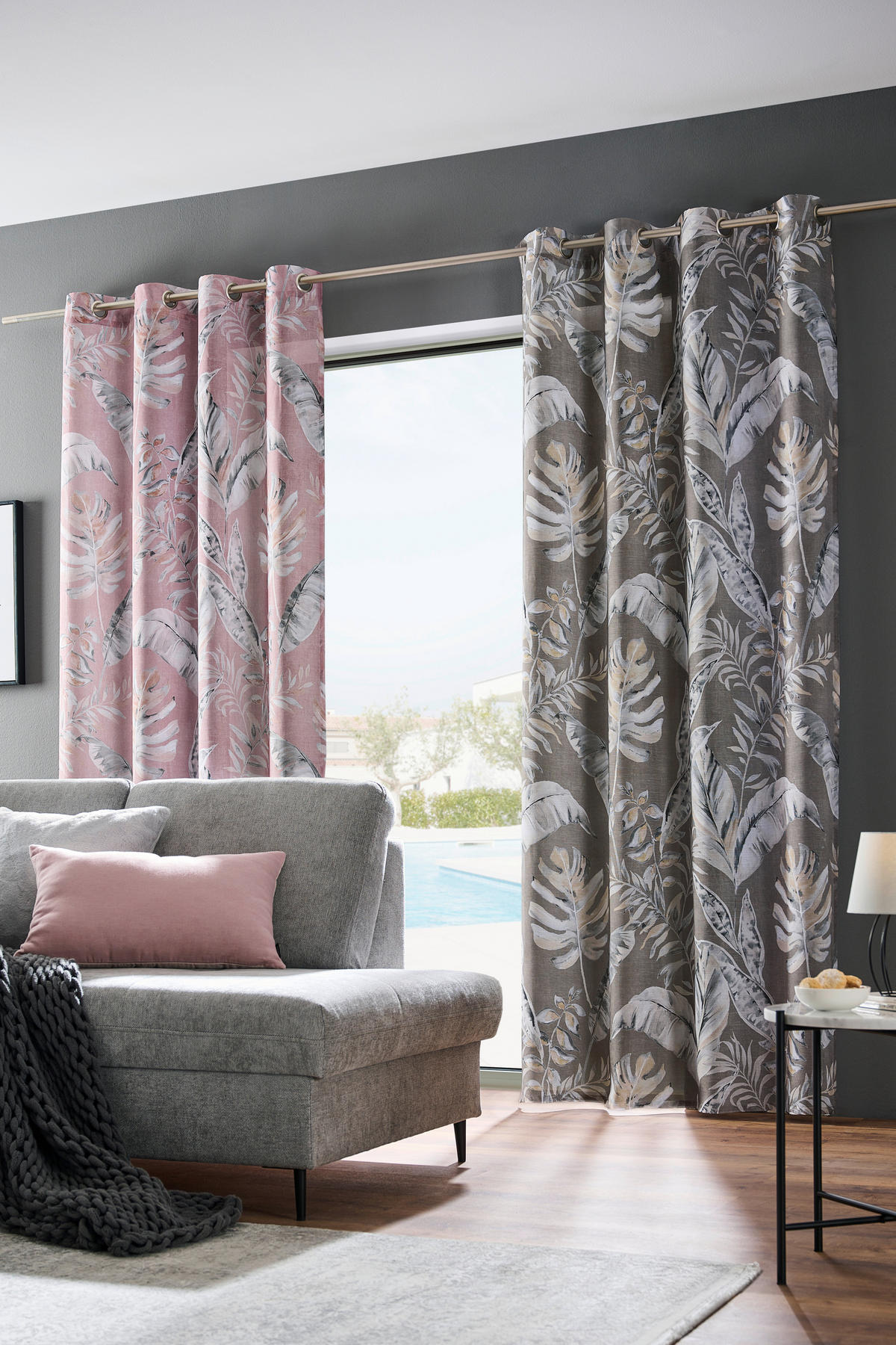 ÖSENVORHANG halbtransparent  - Rosa, Design, Textil (140/245cm) - Esposa