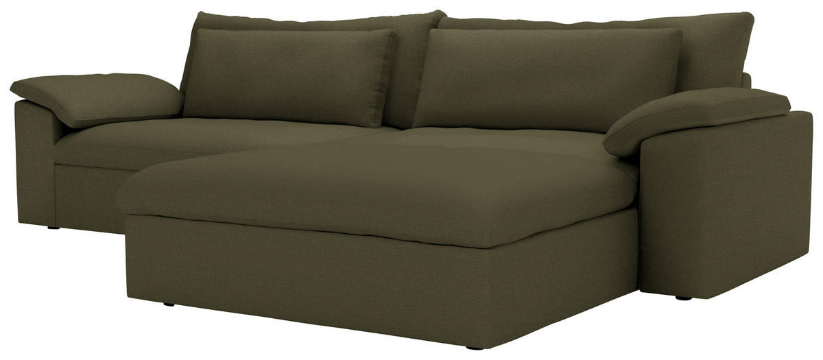 ECKSOFA  Chenille Grün  - Schwarz/Grün, Modern, Kunststoff/Textil (306/198cm) - Carryhome