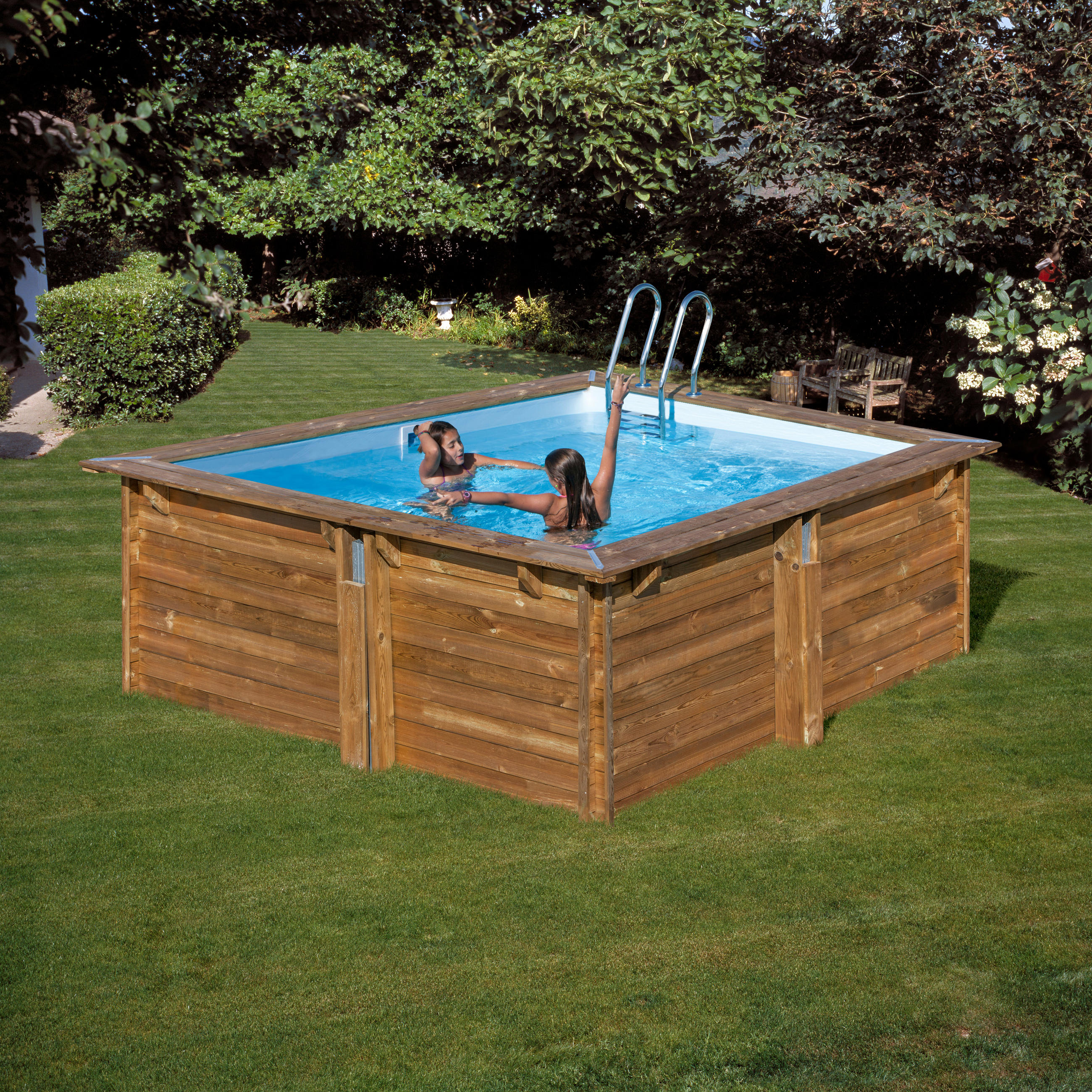 POOL-SET 2024 305/305/119 cm  - Kieferfarben, KONVENTIONELL, Holz (305/305/119cm) - Gre