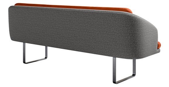 SITZBANK 255/89/68 cm Velours, Flachgewebe Anthrazit, Kupferfarben Metall  - Anthrazit/Schwarz, Design, Textil/Metall (255/89/68cm) - Dieter Knoll