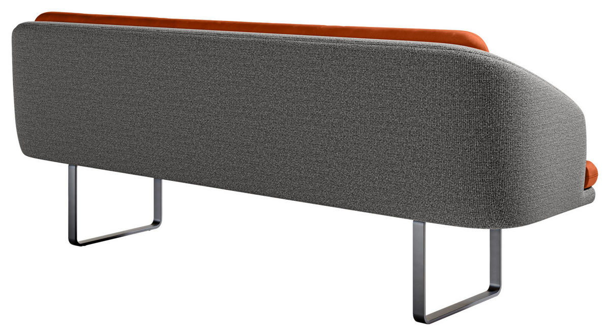 SITZBANK 255/89/68 cm Velours, Flachgewebe Anthrazit, Kupferfarben Metall  - Anthrazit/Schwarz, Design, Textil/Metall (255/89/68cm) - Dieter Knoll