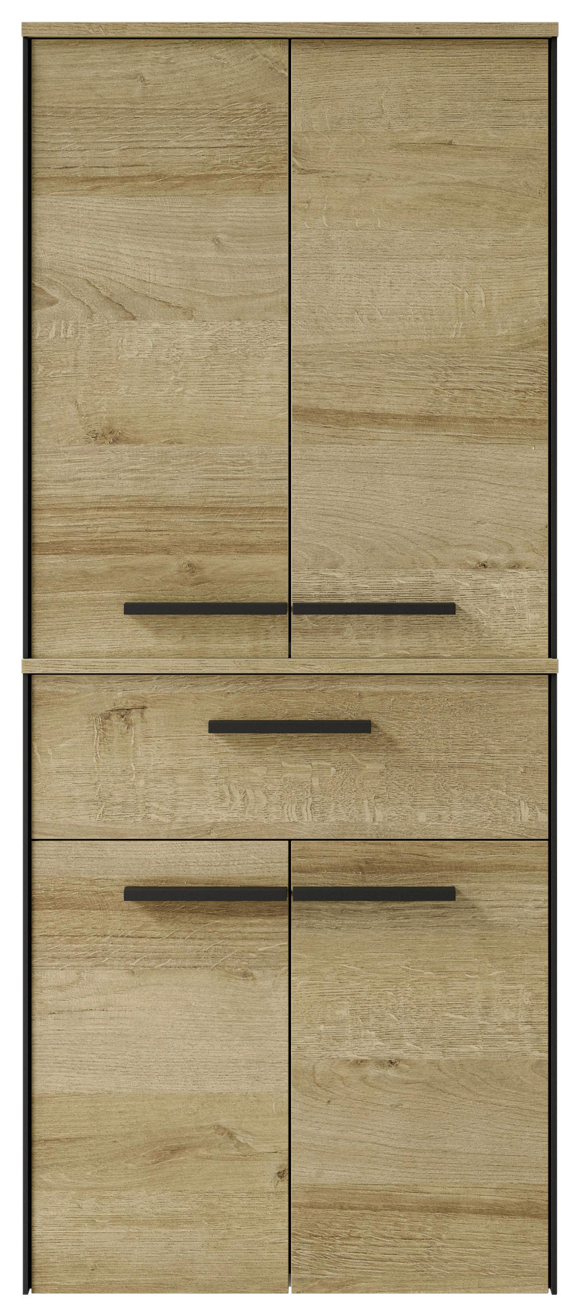 HÄNGESCHRANK 60/70/33 cm  - Eichefarben/Schwarz, Natur, Glas/Holzwerkstoff (60/70/33cm) - Xora