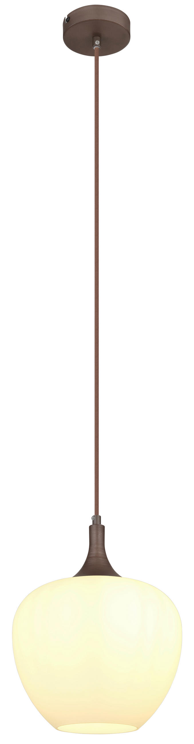 HÄNGELEUCHTE 24/120 cm    - Opal/Braun, Konventionell, Glas/Textil (24/120cm) - Globo