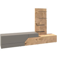 WOHNWAND 2-teilig  Grau, Eichefarben 256/162/44,5 cm  - Wildeiche/Eichefarben, Design, Glas/Holz (256/162/44,5cm) - Voglauer