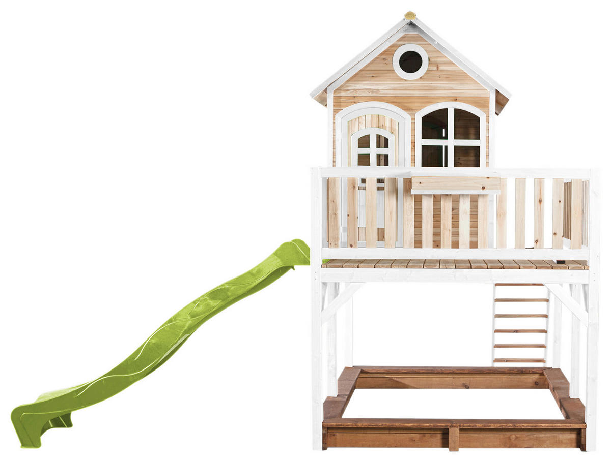 SPIELTURM 377/291/255 cm  - Braun/Weiß, KONVENTIONELL, Holz (377/291/255cm) - Ambia Garden