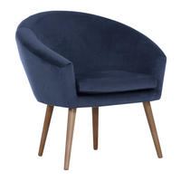 SESSEL Samt Dunkelblau    - Naturfarben/Dunkelblau, Design, Holz/Textil (73/73/66cm) - Carryhome