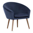 SESSEL Samt Dunkelblau    - Naturfarben/Dunkelblau, Design, Holz/Textil (73/73/66cm) - Carryhome