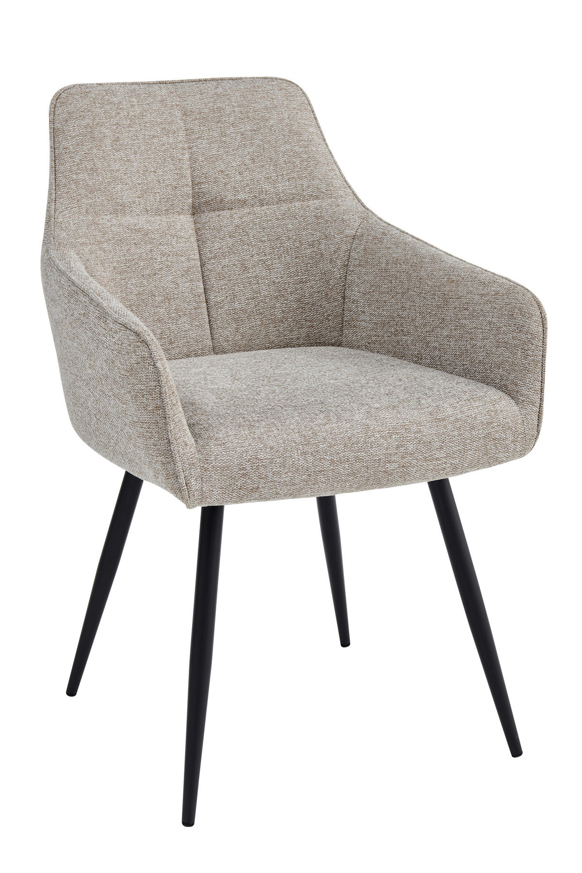 ARMLEHNSTUHL-SET 2 Stück  in Stahl Mikrofaser  - Beige/Schwarz, MODERN, Textil/Metall (53/85/62cm) - MID.YOU