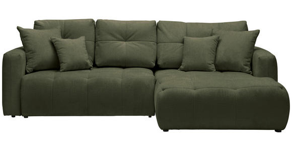 ECKSOFA  in Chenille Dunkelgrün  - Dunkelgrün/Schwarz, MODERN, Kunststoff/Textil (276/172cm) - Hom`in