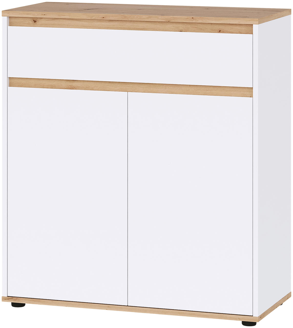 SCHUHSCHRANK Weiß, Eiche Artisan  - Schwarz/Weiß, MODERN, Holzwerkstoff (83,4/93/38cm) - Carryhome