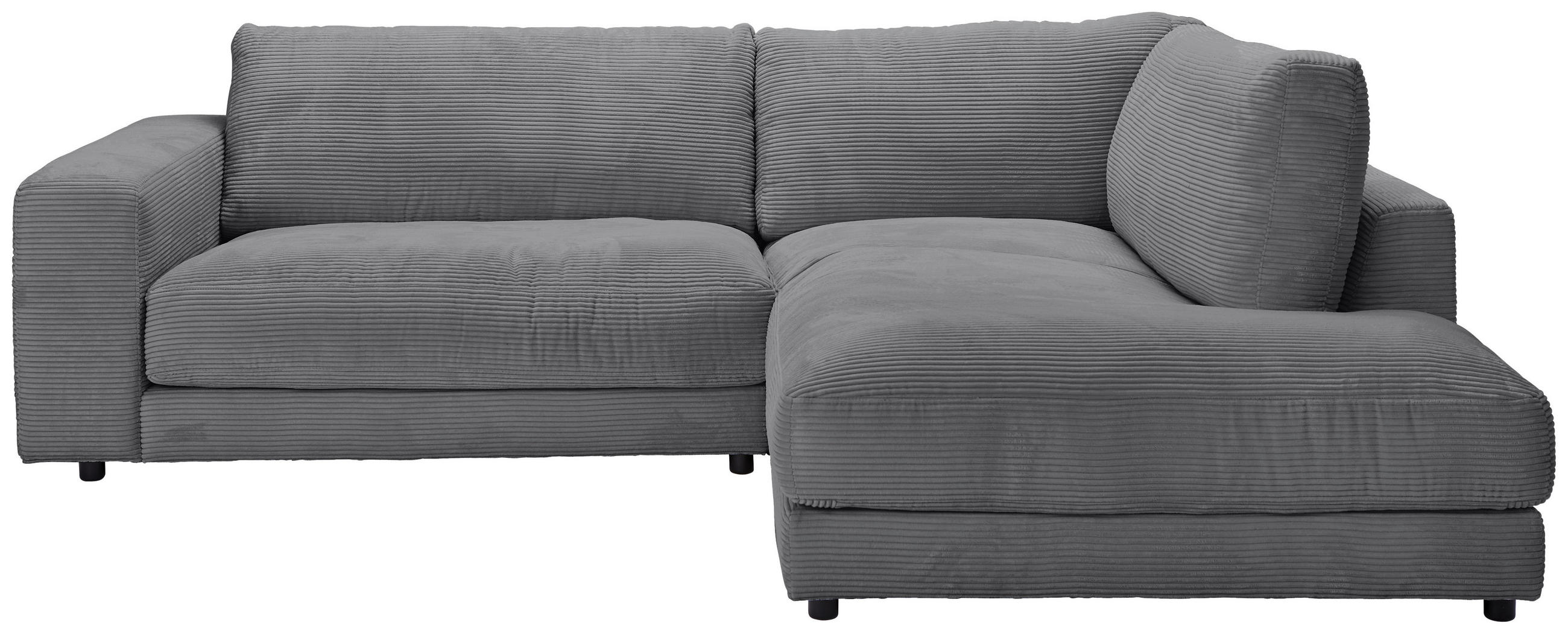 ECKSOFA Dunkelgrau Cord  - Dunkelgrau/Schwarz, Design, Kunststoff/Textil (265/224cm) - Hom`in