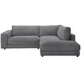 ECKSOFA in Cord Dunkelgrau  - Dunkelgrau/Schwarz, Design, Kunststoff/Textil (265/224cm) - Hom`in