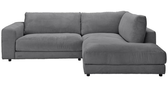 ECKSOFA in Cord Dunkelgrau  - Dunkelgrau/Schwarz, Design, Kunststoff/Textil (265/224cm) - Hom`in