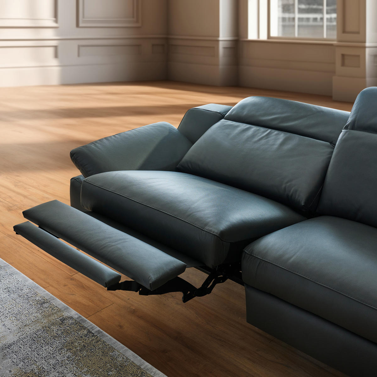 3-SITZER-SOFA Echtleder Beige  - Chromfarben/Beige, Design, Leder/Kunststoff (234/83-99/110cm) - Celina Home