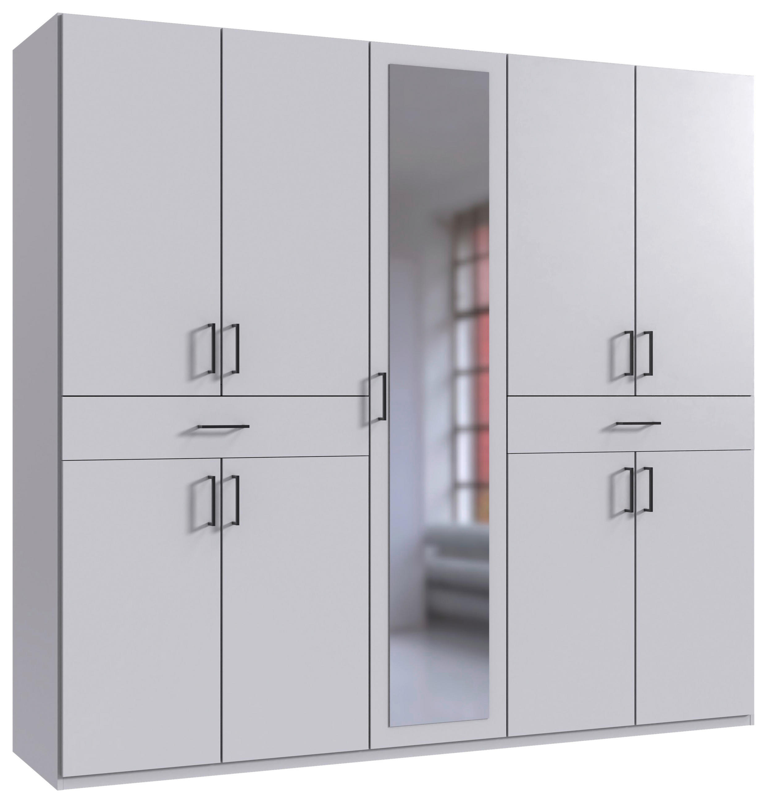 DREHTÜRENSCHRANK Weiss  - Weiss/Schwarz, Konventionell, Glas/Holzwerkstoff (225/208/58cm) - Carryhome