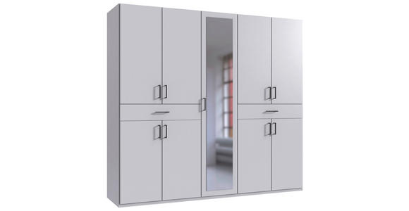 DREHTÜRENSCHRANK  in Weiß  - Schwarz/Weiß, KONVENTIONELL, Glas/Holzwerkstoff (225/208/58cm) - Carryhome