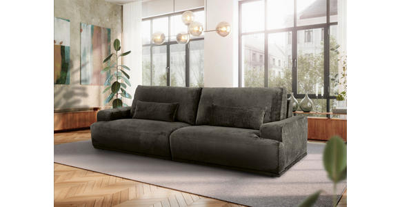 BIGSOFA Chenille Dunkelgrau  - Dunkelgrau/Schwarz, KONVENTIONELL, Kunststoff/Textil (282/73/115cm) - Carryhome