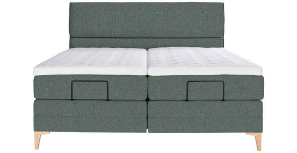 BOXSPRINGBETT 180/200 cm  in Grün  - Eichefarben/Grün, KONVENTIONELL, Holz/Textil (180/200cm) - Voleo