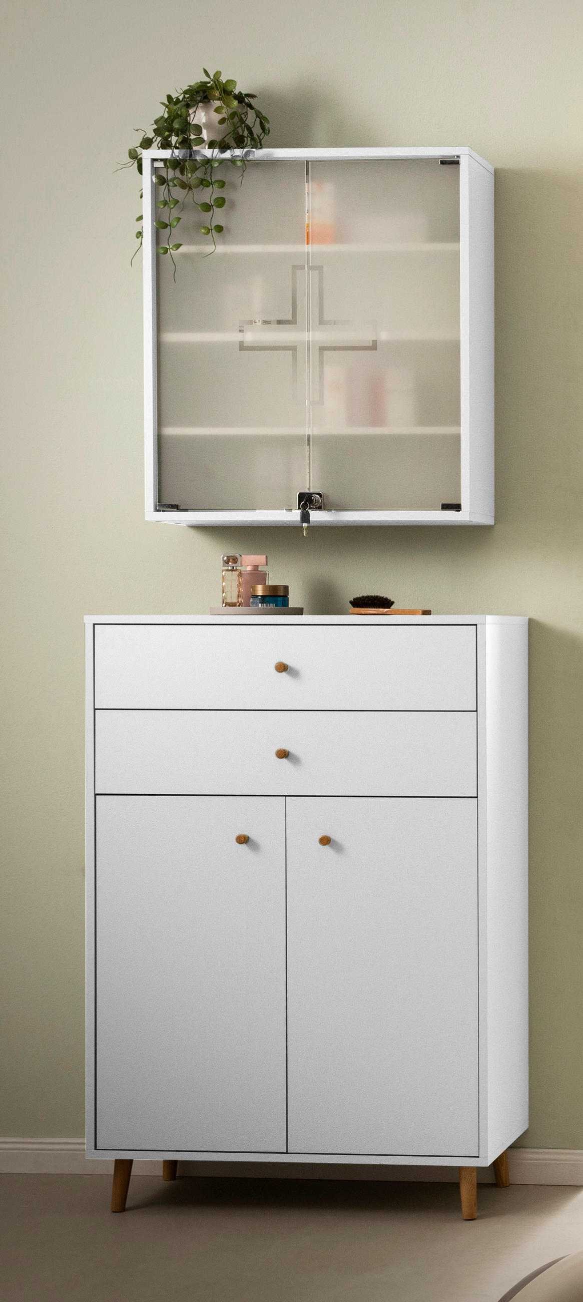 MEDIZINSCHRANK 64,2/71,4/19,6 cm  - Weiß, MODERN, Glas/Holzwerkstoff (64,2/71,4/19,6cm) - Stylife