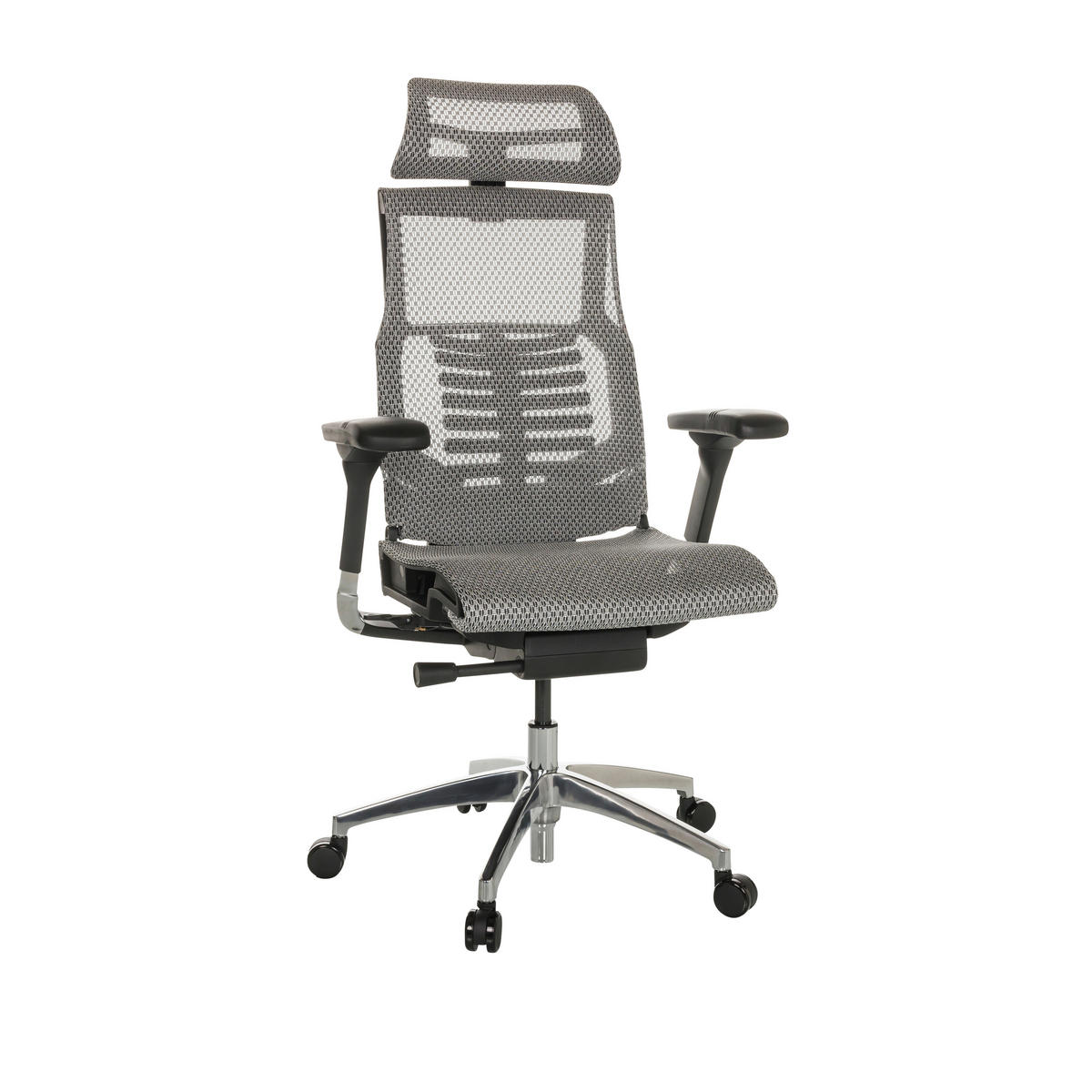 DREHSTUHL Netz Hellgrau  - Silberfarben/Hellgrau, Basics, Kunststoff/Textil (67/119-135/60cm) - MID.YOU