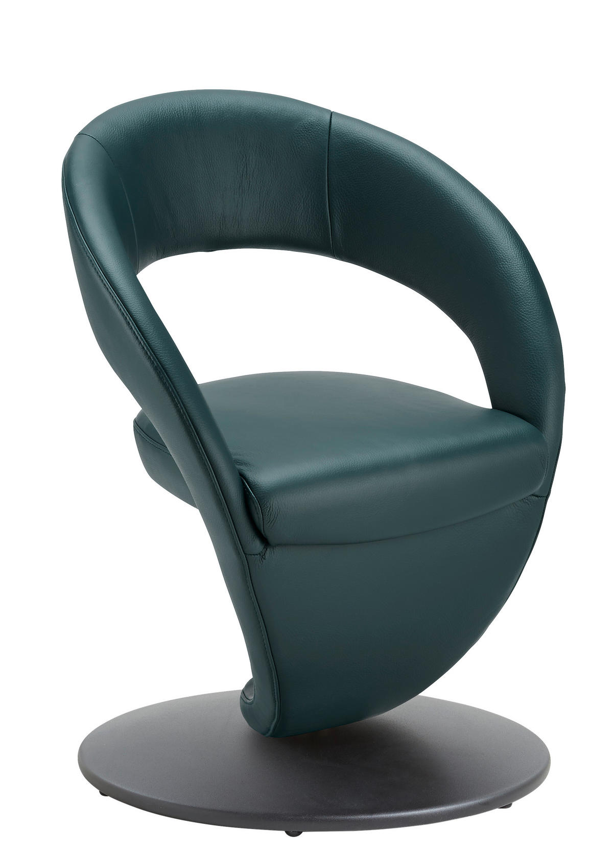 STUHL  Lederauswahl, Stoffauswahl, Typenauswahl, Sitzfläche 360° drehbar  Echtleder  - Türkis/Schwarz, Design, Leder/Metall (62/86/61cm) - Moderano