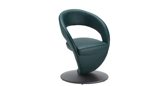 STUHL  Lederauswahl, Stoffauswahl, Typenauswahl, Sitzfläche 360° drehbar  Echtleder  - Türkis/Schwarz, Design, Leder/Metall (62/86/61cm) - Moderano