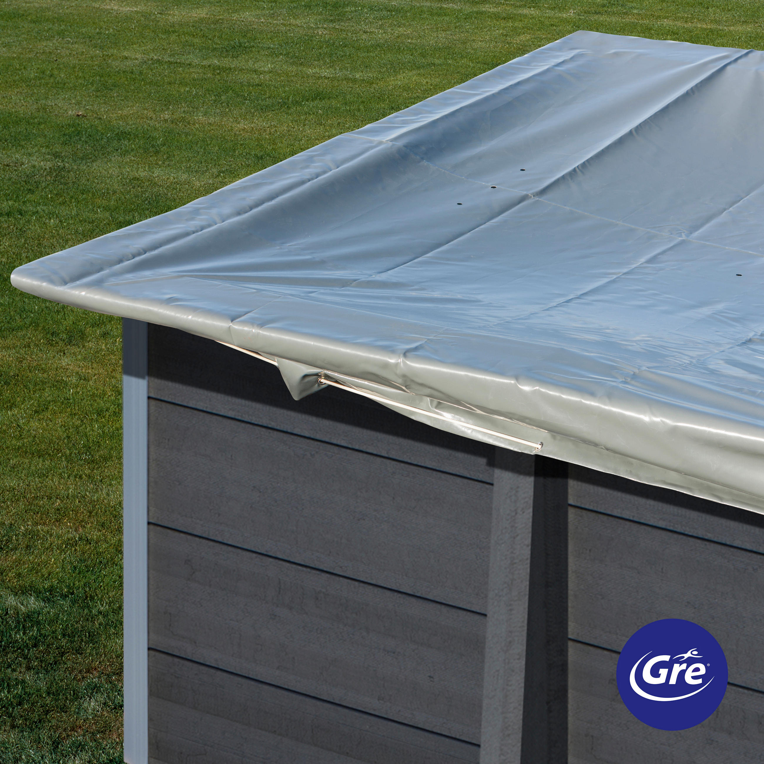 Gre Poolabdeckplane Grau 376x656 cm