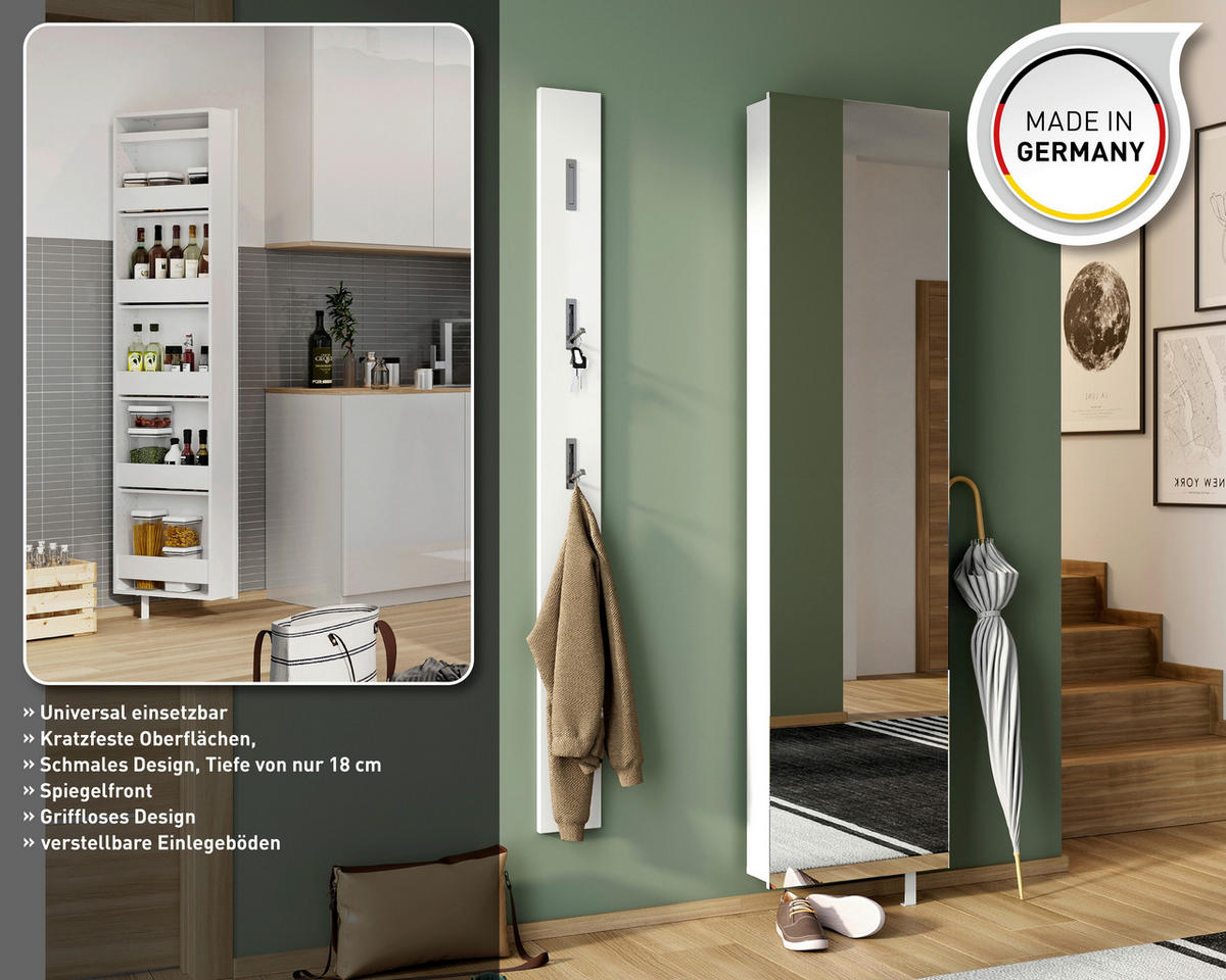 SCHUHSCHRANK GW-1189  in 50/195/18 cm  - Anthrazit, Design, Glas/Holzwerkstoff (50/195/18cm) - Xora