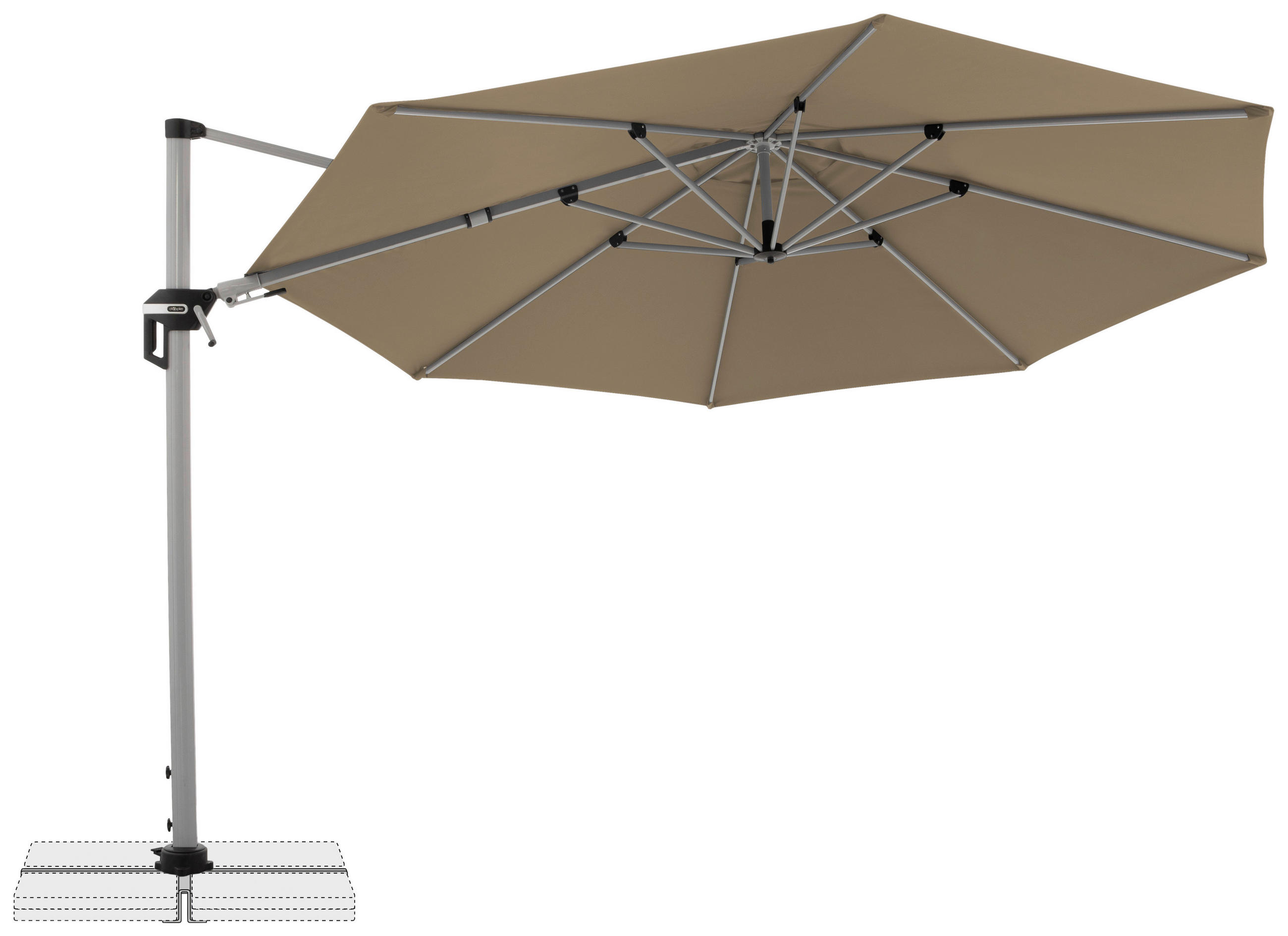 AMPELSCHIRM 370 cm Greige  - Greige/Silberfarben, Basics, Textil/Metall (370cm) - Doppler
