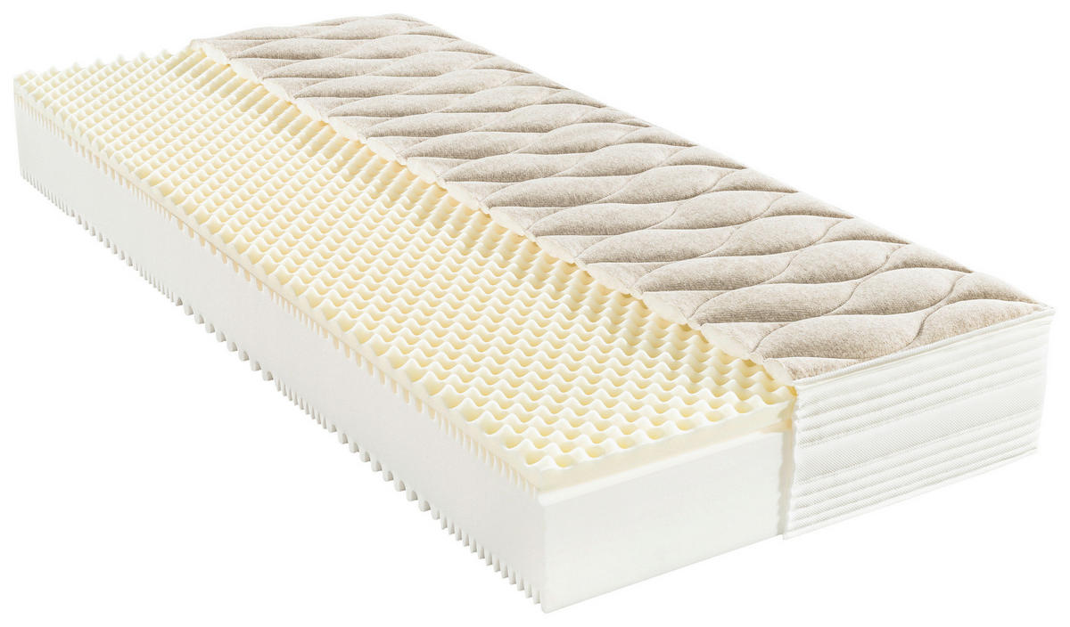 KOMFORTSCHAUMMATRATZE 180/200 cm, Höhe ca. 24 cm, H3 + H3 = fest, 7-Zonen - Beige, Basics, Textil (180/200cm) - Valnatura