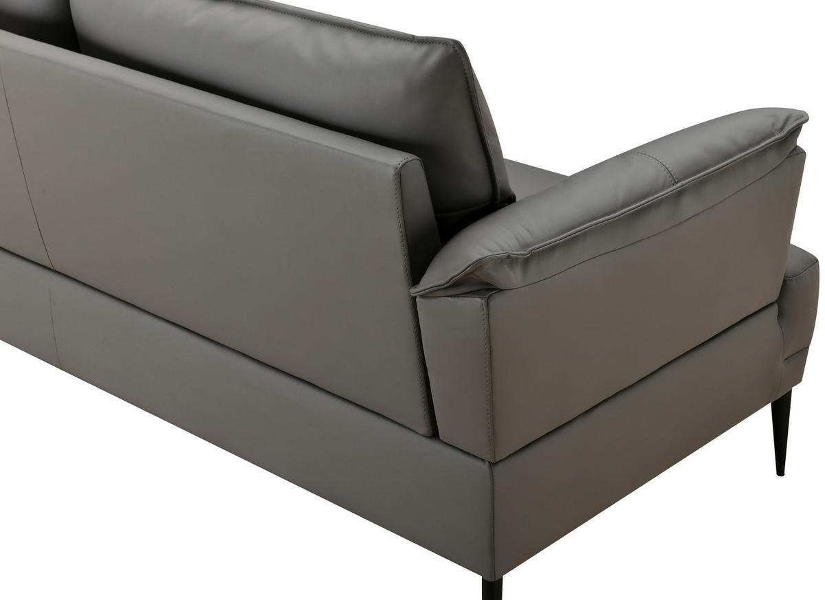 2-SITZER-SOFA Dunkelgrau Echtleder Lederlook  - Dunkelgrau/Schwarz, Design, Leder/Holz (195/87/90cm) - MID.YOU